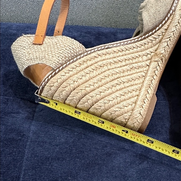 Tory Burch Macy Espadrille Wedge Sandals Linen Beige Women’s 7.5B Made in Spain - Picture 12 of 14